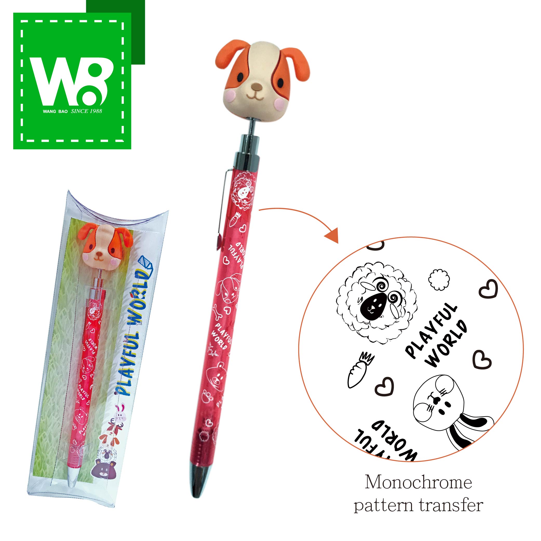 Ballpoint-pen with cute animal figure on top