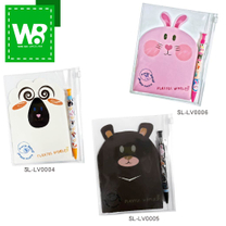 oily ball pen and notebook stationery set with cute animals design 